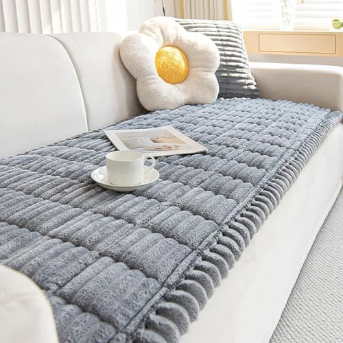 Generisch Weiches Kord Universal Couch überzug 2 3 4 Sitzer,Sofahusse Dicke Sofaschoner Kratzfest Hund Katze Sofaschut(Grey1,60x90cm)