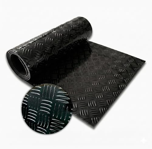Floordirekt Revêtement de sol en PVC - Aspect tôle ondulée - Sol industriel - Facile d'entretien et résistant - En rouleau avec découpe - Bullet noir - 110 x 300 cm