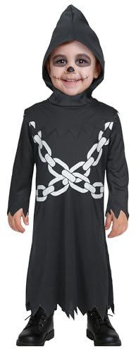 FIESTAS GUIRCA | Costume Lil Death Chain Neonato - Cappuccio e Tunica - Costumi di Halloween e Giorno dei Morti per Neonati Unisex - Ideale per Feste in Maschera e Oktoberfest