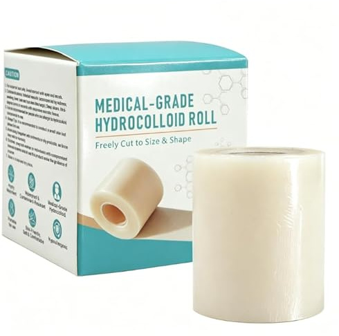 Hydrokolloid Pflaster Rolle, 5cm x 200cm Hydrokolloid Pflaster Verbände Blasenpflaster, Selbstklebend Stark Saugfähig Selbstklebend Wasserdichter Hydrocolloid Rolle Atmungsaktive Hautfreundlich