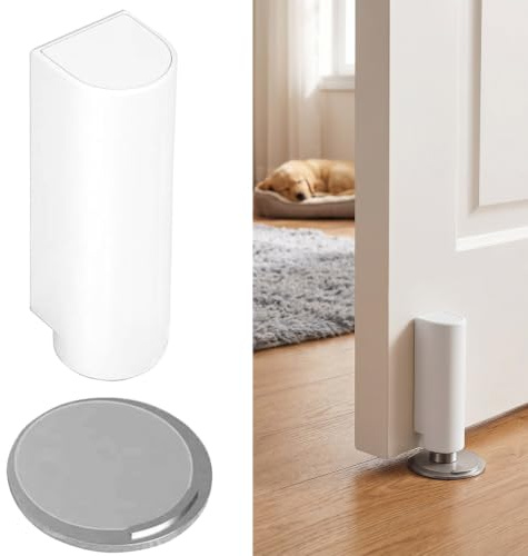 Butée de Porte Magnétique Sol Adhésive Sans Perçage, Blanc