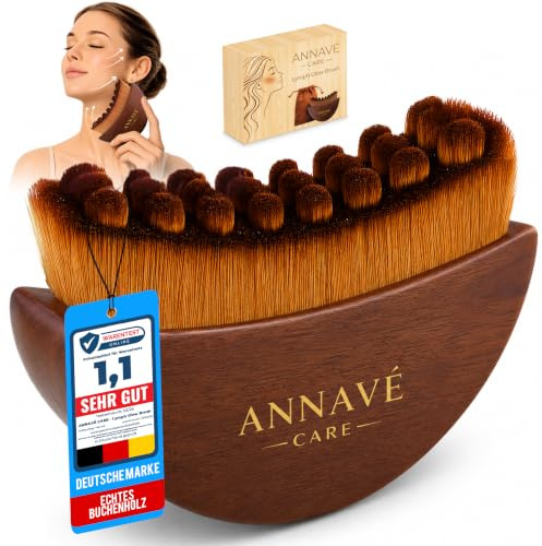 ANNAVÉ® Premium Gesichtsbürste aus Echtem Buchenholz – Lymphbürsten Gesicht | Für Gesicht, Hals & Kinn – Gesichtsbürste Lymphdrainage – Lymphatic Face Brush – Lymphdrainage Bürste inkl. Stoffbeutel