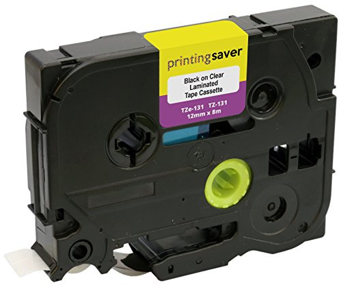 TZe131 TZe 131 Schwarz auf Transparent 12mm x 8m Schriftband-Kassette kompatibel für P-Touch PT-1000 1005 1010 3600 9600 D210 D210VP D400 D450VP D600VP H101C H101GB H105 H110 H300 P700 P750W