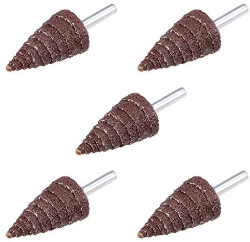 sourcing map 1 Inch Cone Shape Flap Wheels Shank Mounted Sandpaper Tapered Cartridge Roll for Deburring Sanding Polishing 80 Grits 5 Pcs