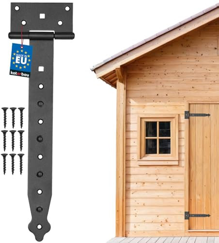 KOTARBAU® Cerniera a croce nera da 300 mm, per porta da giardino, rivestimento in polvere