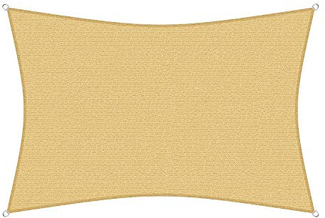sunprotect 12023 Professional Sonnensegel, 6 x 3,5 m, Rechteck, Wind- & wasserdurchlässig, beige