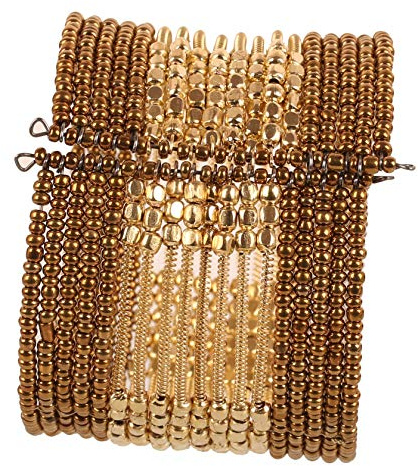 Touchstone Indian Bollywood schöne geschlagene Metallperlen Handgelenk Enhancer zu öffnende Manschette Armband für Damen Golden