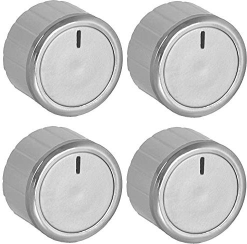 SPARES2GO Universal Gas Fire, Trouser Press or Storage Heater Control Knobs & Adaptors (Silver/Stainless Steel, Pack of 4)