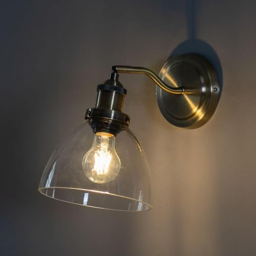 KOSILUM Flavia - Lámpara de techo vintage de cristal y latón – Luz blanca cálida – – – E27 – IP20