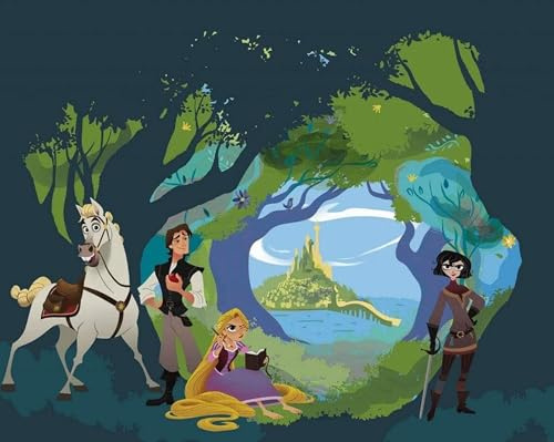 Komar Disney Vlies Fototapete - Tangled - Größe: 350 x 280 cm (Breite x Höhe) - Kinderzimmer, Tapete, Rapunzel, Kindertapete - IADX7-001