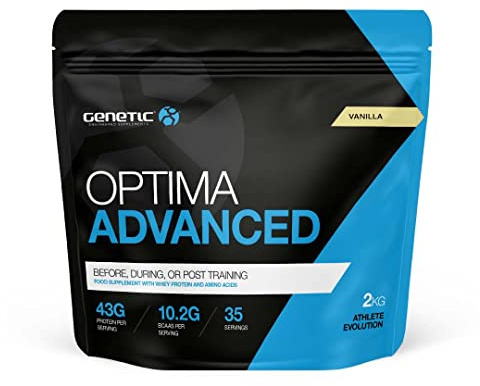 Post Workout Drink - Genetic Supplements - Optima Advanced - Workout Fuel - Muscle Drinks - Vanilla Protein - 2 kg - 35 Servings