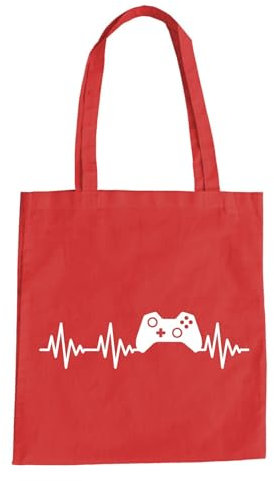 Herzschlag Controller Baumwolltasche - EKG Zocken Konsole Gaming Streaming Rot