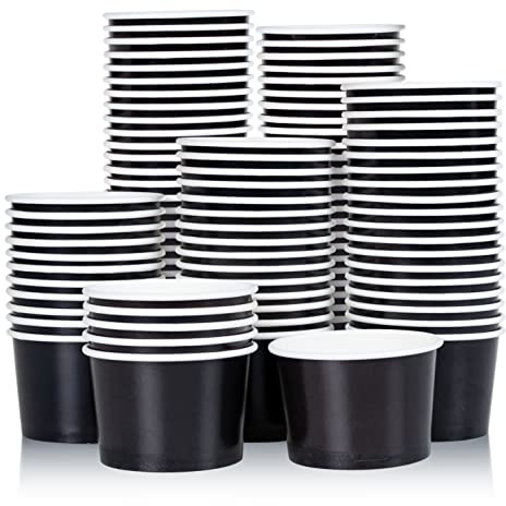 MATICAN Papier-Eisbecher, 266 ml, Einweg-Dessertschalen für heiß und kalt, 266 ml, Schwarz, 100 Stück