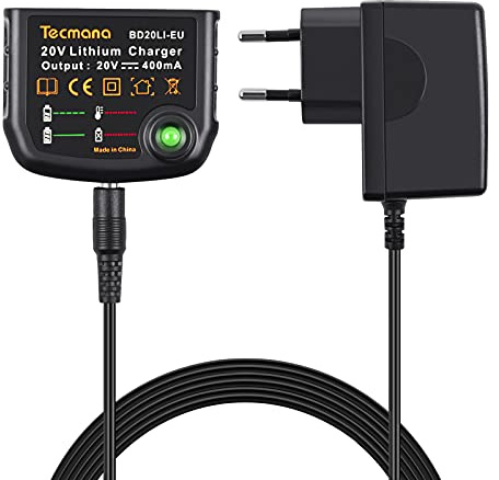 Tecmana Cargador 18V para Black+Decker Lithium Batería 18V BL2018 BL2018-XJ BL1518 LBXR20-OPE LBXR20 LB20 LBX20 LBX4020 LB2X4020 LBXR2020-OPE