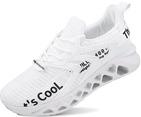 QDCFY Herren Laufschuhe sportlich Casual Mesh Schuhe Atmungsaktiv Leichtgewichtig Turnschuhe Weiß 39EU
