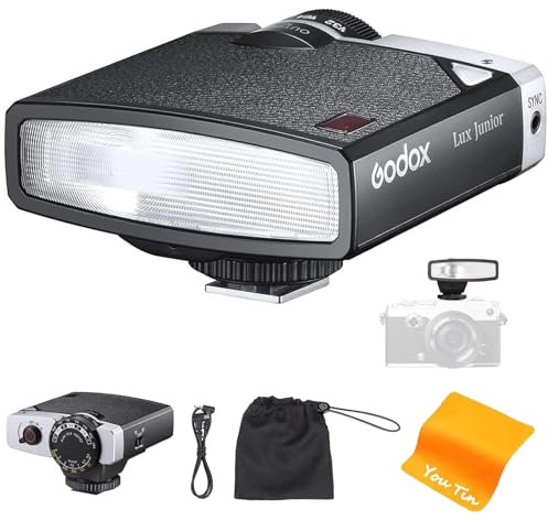 Godox Lux Junior Retro Camera Flash, 6000K±200K GN12 Auto & Manual Modes 1/1-1/64, Godox Flash Compatible with Canon Nikon Sony Fuji Olympus Hot-Shoe Camera & Digital Camera