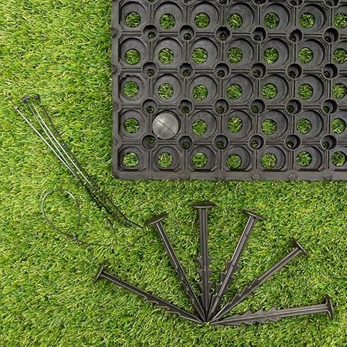 Rubber Grass Mats 23mm Bundle Kit (2x Mats, 10x Fixing Pegs & 100x Cable Ties)