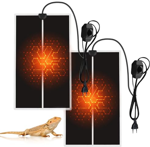 MEGYAD 2 Stück Terrarium Heizmatte: Heizkissen für Glasbehälter mit Temperaturregelung Einstellbares, Reptilienheizmatte für Reptilien Schlangen Eidechsen Geckos Spinnen Raupen Aquarienheizkissen(7W)