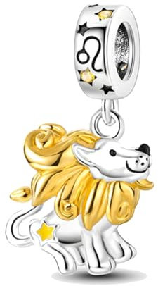 Streetculture Löwe Sternzeichen Horoskop Geburtstag Leuchtend - Bettelarmband Anhänger Schmuck Charm Zubehör 925 Silber Kette Sterlingsilber Sammelband Geschenkidee