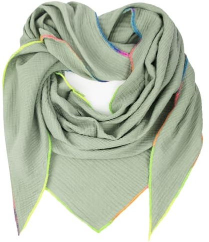 Gloop Damen XXL Dreieckstuch Halstuch Baumwolle Musselin Schal Poncho Ohne Kratze an Haut Hergestellt in Italien 135 cm×135 cm×220 cm