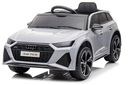 Kinderfahrzeug - Elektro Auto Audi RS6 - lizenziert - 12V7AH Akku und 2 Motoren- 2,4Ghz + MP3 + Leder + Eva (Grau)