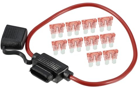 A ABSOPRO 40A Standard Blade Style Fuse 12 AWG Fuse Holder Waterproof 12 Gauge Fuse Holder Blade Style Inline Fuse Holder Metal Black