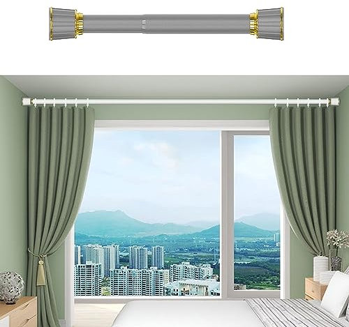 Meliei Duschvorhangstange Verstellbare 40 Bis 500 Cm, Teleskopstange Rutschfest, Gardinenstange Ohne Bohren Für Badewanne Schlafzimmer Schränke (Color : Gray, Size : 410-500cm)