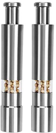 Macina spezie, macinini sale e pepe, set macinapepe e macinino sale realizzati in acciaio inossidabile con funzionamento durevole con una sola mano per peperoncino, chiodi di garofano, erbe aromatic