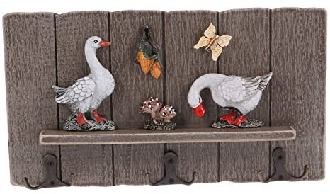 MAGICLULU Rustikaler Wandhaken Aus Holz Im Enten-design Schlüssel Und Aufbewahrungshaken Für Küche Und Wohnzimmer Stilvolle Wanddekoration Für Zuhause