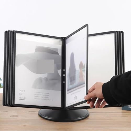 Referenz-Display-Dokumentenhalter, Referenz-Organizer zur Wandmontage, 20 Anzeigetaschen, um 360 ° verstellbarer Flip-File-Halter for den Schreibtisch, Kataloganzeigeständer, zur Anzeige und Aufbewahr