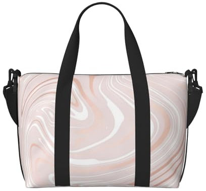 YUNWEIKEJI Zarter rosa Marmor mit Imitation von Roségold, Große Strandtasche, Umhängetasche, Reisetasche - Tragetasche, Handtasche mit Griffen und Riemen