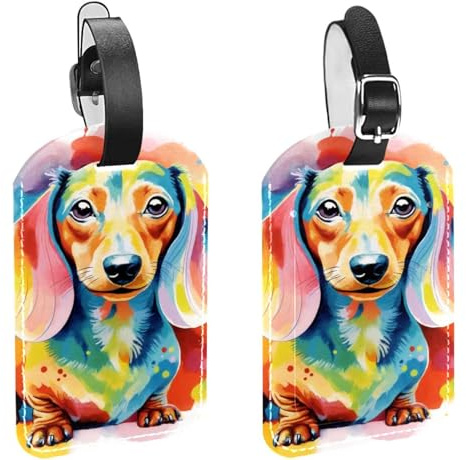 Gepäckanhänger mit Dachshund, 2 Stück, Gepäckanhänger, Koffer-ID-Tags, Handtaschenanhänger, Gepäckanhänger, Kofferanhänger