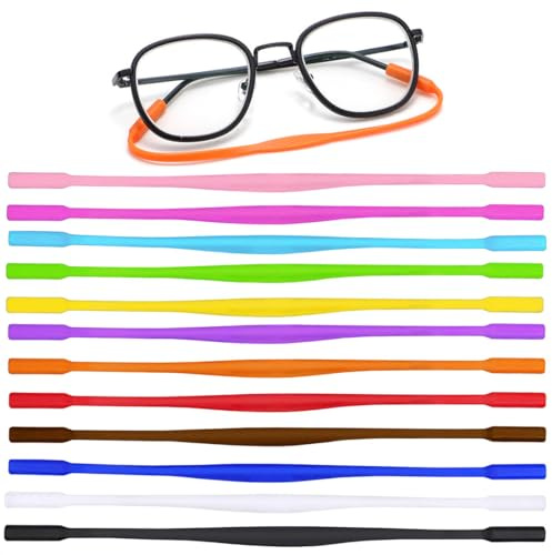 JEYORZY Brillenband für Kinder & Erwachsene - 12er Set in verschiedenen Farben für Lese-, Schwimm- & Sonnenbrillen，Perfekt zur Vermeidung von Verlust oder Beschädigung beim Sport oder auf Reisen