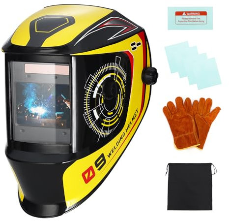 NDUUN True Color Welding Helmet Auto Darkening Welder Mask 3.94 x 2.64 Large Viewing Screen Solar Battery Powered with 4 Arc Sensor Adjustable Shade Range 4/5-9/9-13 for Cut MIG TIG ARC Hood