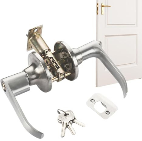Cerradura de puerta, Cerradura de manija de puerta,Cerradura de puerta de bola de barras | Juego de cerradura de manija de puerta, perillas de puerta de bola con cerradura y llave para baños interiore