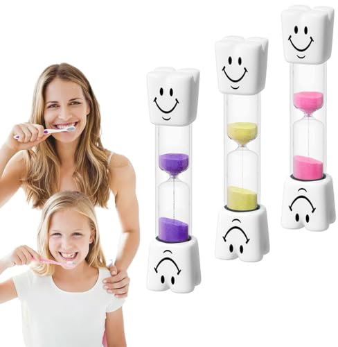 3 Sanduhren, Kinder-Sanduhr, für Kinderzahnpflege, Küche, Büro und Spielzeit, Sanduhr-Timer