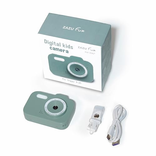 Zazu Appareil Photo numérique Fun HD pour Enfants - Vidéo 1080P - Écran de 2,0 - Rechargeable - Appareil Photo Portable pour Enfants avec Fonctions Amusantes pour Photos et vidéos - Vert