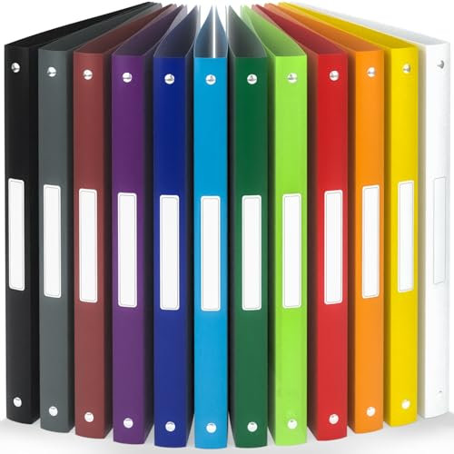 ACROPAQ - 12 x Ringbuch A4 - Mit 4 Ringen, Mit Rückenetiketten, Rückenbreite 2,5 cm, Farbbogen, Natur Farbkollektion - Ringhefter, Ringordner, Ordner A4 Schmal, Ringmappe A4, Schulordner