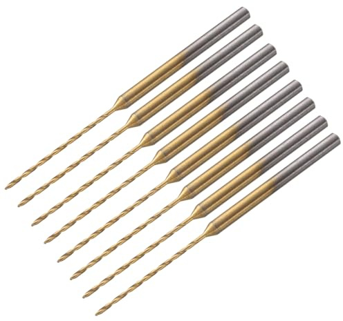 QUARKZMAN 8Pz 0.8mm Mini Punte da Trapano 2.35mm Gambo Rivestito in Titanio | 1mm Punte da Trapano per Micro Incisioni, Acciaio ad Alta Velocità, Ambra e Legno, per Resina, a Spirale, Fai da Te