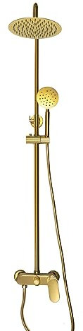 Gold Duschsäule Set mit Mischbatterie Verstellbar Wandmontage Duschsäule 81 113cm Inklusive Duschkopf und Handbrause Stilvolle Duscharmatur