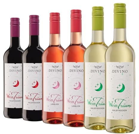 DIVINO Weinträume Wein Probierpaket - Cuvée Rot, Cuvée Weiß & Cuvée Rosé - Deutsche Weine von der fränkischen Premiumgenossenschaft (6 x 0,75 l)