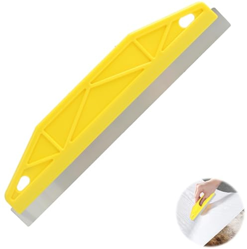 Grille de protection de peinture en acier inoxydable de 30,5 cm pour couper – Outil de peinture multifonction avec poignée ergonomique pour des bords précis et un lissage du papier peint (jaune)