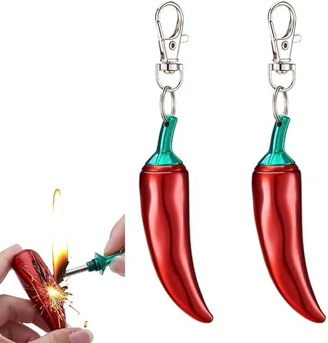 2 PCS Red Permanent Match Lighter Windproof Cool Kerosene Keychain Match Lighters Waterproof EDC Fire Starter