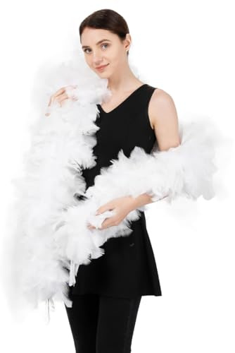 EOYVAIL Boa,Sciarpa di piume bianche grandi da 2 m, adatta per decorazioni nuziali fai da te, confezioni di bouquet