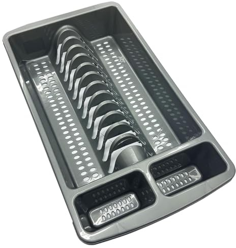 Pluto Packaging Stylish Plastic Kitchen Dish Drainer Rack Perfect For Drying Dishes (1, Silver)