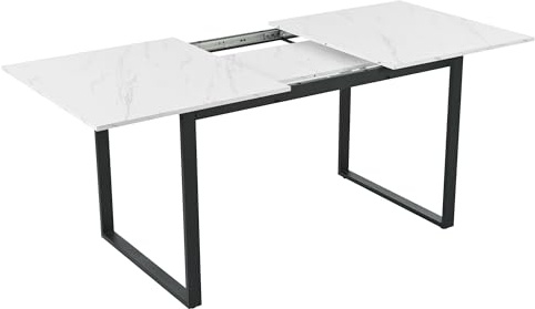 Trdlpyn Tavolo da Pranzo Allungabile 140/180x80x75 cm, Tavolo da Cucina Salvaspazio, tavolo Telescopico per 8-10 persone, Piano del tavolo in marmo