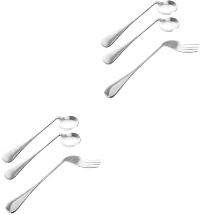 CALLARON 2 juegos Cubiertos para Personas Mayores y Tenedor Curvos Angulados Acero Inoxidable Diseño Ergonómico para Autoalimentación y Movilidad Reducida para Zurdos Utensilios Seguros