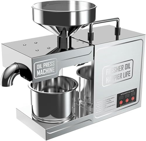 WOTZOV Presse à Huile électrique, Presse à Froid, Presse à Huile électrique Domestique, Presse à Chaud Automatique, extracteur en Acier Inoxydable pour Noix, 820 W