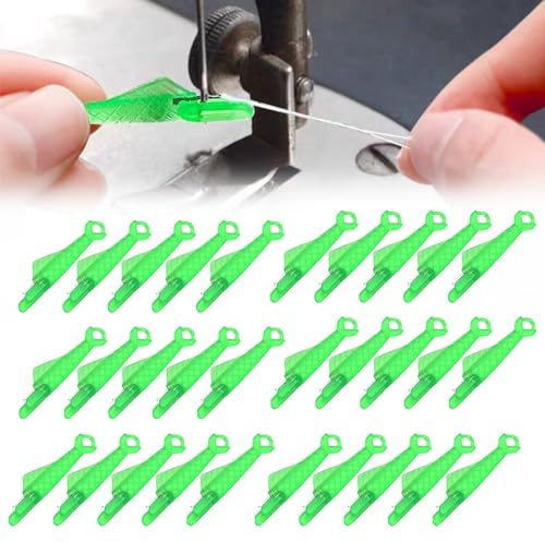 Nadeleinfädler,Einfädelhilfe für Nähnadeln Nähmaschinen Zubehör Kunststoff Nähnadeln Einfädler, Automatischer Einfädler Nadel Threading Tool für Handnähen und Nähmaschinen DIY Crafts (5)
