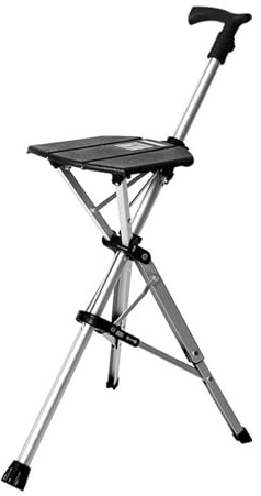 HZWJD Bastones Plegables con Asiento para Caminar Ideales para Mujeres Y Hombres Bastón/Silla con Asiento para Hombre Soporta hasta 120 Kg (264 Lbs) Viajes Y Senderismo Black